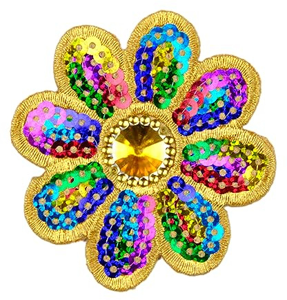 PTNKUIIY 5 Stücke Glitzer Pailletten Blumen Patches Zum aufbügeln,Bestickte Aufnäher Applikation Reparatur Patches DIY-Zubehör für Kinder Jeans, Jacken, Kinderbekleidung, Tasche, Mützen -Farbe