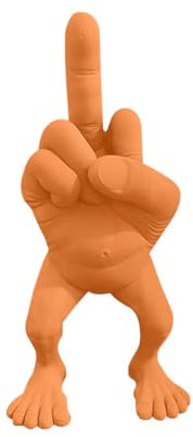 KyeeaDIY Humorvoller Mittelfinger mit Beinen Impression 3D Plastique Statue Skulptur,lustiges Gedruckte Dekoration Moderne Figuren,Home Office Schreibtisch Décor 7.5*6*3.5cm & 16*8*6cm (Orange Small)