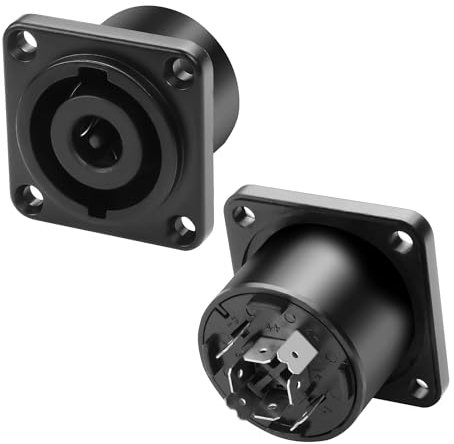 XMSJSIY D-Type 8 Pole Speakon Panel Mount Connector NL8MPR 8 Pin Speakon Female Audio Jack Socket Adapter with Twist Lock for NL8FC NL8FX NLT8X Series -2 PCS