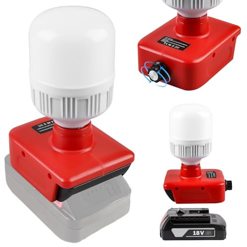 Akku Lampe für Einhell 18V Akku: 12W Arbeitsleuchte mit E27 Bulbs Einstellbares 150-1300LM LED Strahler, LED Arbeitsstrahler Strahler für Camping, Notfall, Wartungsarbeiten, Baustellenlampe
