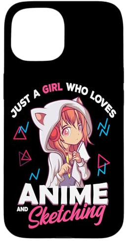 Just A Girl Who Loves Anime and Sketching Otaku Anime Merch Case for iPhone 15