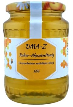 DMA-Z Akazienhonig 1 kg – Roher Naturhonig aus Rumänien, ungefiltert, 100% reiner Honig, ohne Zusatzstoffe, ideal für Tee, Limonade & Frühstück