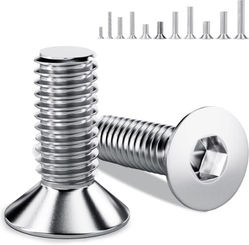 YOOPIN Viti a testa svasata M5, 120 pezzi, M5 x 12 mm, in acciaio inox A2 V2A, viti a testa svasata M5, DIN 7991, con esagono incassato per macchine, dispositivi e mobili