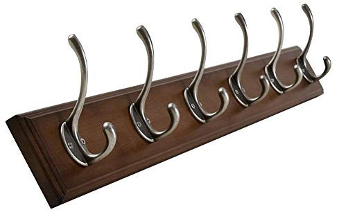 Massivholzgarderobe, Wandhalterung, Aufhänger für Schlafzimmer, Wohnzimmer, Schrank, Dunkelbraun, 74 cm