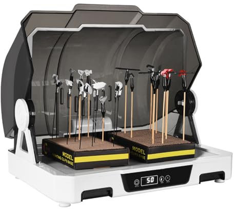 UKLULUAMZ Paint Booth Model Painting Dryer Booth, Temperature 20~50°C, Timing 10 to 180 Minutes, with Water Filter Box and Dust Cover, 90° Flip Cover Design, for Spraying Models, Arts, Crafts