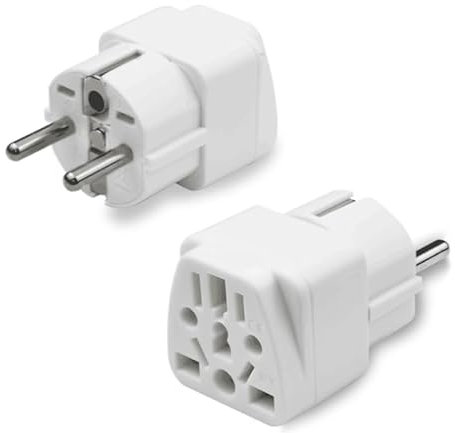 Momowin 2 Pcs Adaptateur Prise Universelle, Adaptateur Prise USA ou UK vers France, Adaptateur Prise Suisse vers France, Adaptateur de Prise Européenne(Blanc)