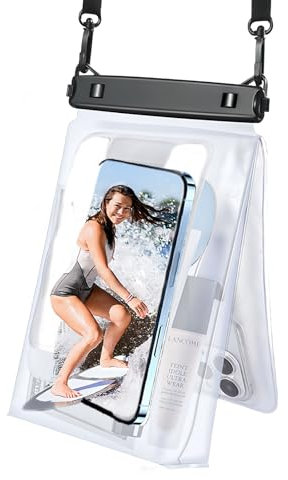 FainFun Wasserfeste Handyhülle, Hülle Handy Wasserdicht, wasserdichte Hülle, Unterwasser Handyhülle Tauchen für Bildschirm 9,5 Zoll Phone, für Schwimmen Surfen, iPhone/Samsung/Huawei/Xiaomi (Weiß)