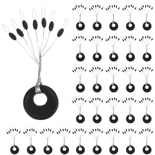 Tyqour 200 Stück Gummistopper Angeln 6 in 1 Schnurstopper Angeln Klein Gummiperlen-Angeln Kleine Oval Forellen Stopper-Angeln Gummistopper-Angeln für Forellenangeln, Fischen in Flüssen, Seen