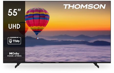 Thomson 55 Zoll 4K UHD Smart TV – Betrieben mit TiVo OS, mit Triple Tuner (DVB-T/T2/C/S/S2), Wi-Fi, Sprachsteuerung, HDR10, Dolby Audio, USB, HDMI – 55UT4S35