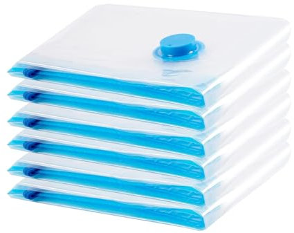 Sac de Rangement Sous Vide 6PCS,Sac sous vide Vetement Aspirateur,Compression Housse Aspirable Rangement Réutilisable pour Literie, Vêtements, Couettes, Matelas,Tente et Voyages(60 * 40CM)