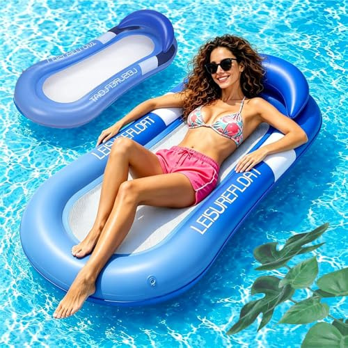 Luftmatratze Wasser mit Kopfstütze 160x90 cm, Pool Matratze mit Netz, Aufblasbare Schwimmmatratze, Wassermatratze Pool, Schwimmmatte für Erwachsene，Pool Zubehör
