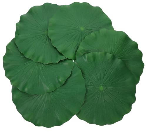 DOITOOL Artificial Floating Lotus Leaves 6 pcs Pu Simulation Lotus Leaves | for Fish Tank Aquarium Pond and Fountain Decor 11.02 in Green Stage Prop for Dance and Drama