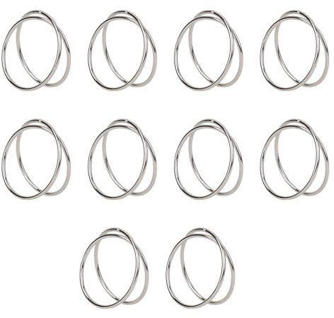 Fogbush Juego de 10 servilleteros plateados dobles redondos de metal para servilletas, aptos para servilletas de tela, ideales para bodas, fiestas y otras ocasiones