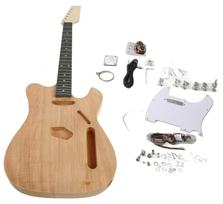 Fafeicy Unvollendeter Gitarrenkörper -Kit mit Ahornhals Bauen Sie Ihre Eigene DIY -Gitarre für Musikliebhaber und Enthusiasten
