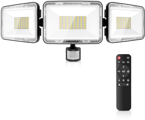 MEIKEE 70W LED Strahler mit Bewegungsmelder PIR-Flutlichter Außenbereich | 6580LM 6500K Tageslichtweiß 4 Modi Zeitsteuerung mit Fernbedienung IP66 wasserdicht 180° verstellbar für Garten Garage Türen