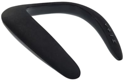 TOYZFRIENDY Portable U-shape Wireless Hanging Neck Speaker with Dual Stereo Drivers Calls Comfortable Wearable Design for Music Gaming and Outdoor Use Rechargeable Battery Hour Playtime Black