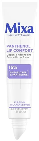 MIXA PANTHENOL LIP COMFORT LIPPEN- & NASENBALSAM – SOS PFLEGE MIT 15% SHEABUTTER & PANTHENOL FÜR SEHR TROCKENE LIPPEN & NASE – MILDERT IRRITATIONEN, RAUHEIT & BEUGT TROCKENHEIT VOR, 10ML