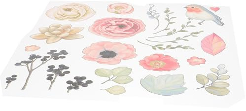 SUPVOX Iron On Heat Transfer Decals Flowers and Birds Pattern Wash Resistant Transfer Sheets for Clothing for T-Shirts