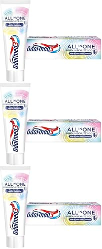 Odol-med3 All in One Rundumschutz 40+, Zahnpasta, Zahnpflege ab 40 Jahren für empfindliche und reifere Zähne und Zahnfleisch, 75ml, Zahncreme (Packung mit 3)