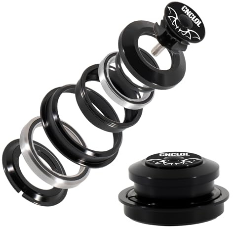CNCLOL Set sterzo per bicicletta 34 mm, 44 mm, 41,8 – 52 mm, 44 – 55 mm, 44 – 56 mm, cuscinetto a forcella 1 1/8 sterzo, semi-integrato, 1 cuscinetto a sfera 1/8 per MTB/bici da corsa/BMX.