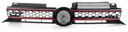 Parrilla Delantera Para Golf 6 MK6 2009-2013 Parrilla Central Estilo Deportivo Para GTI Rejilla Radiador Parachoques Delantero Tipo Panal Carreras Parrilla Frontal(GTI Black red)