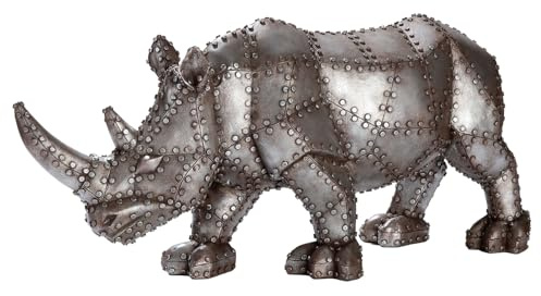 GILDE Figur Rhino - Nashorn aus Kunstharz - Grau - Höhe 24cm x Beite 52cm - Dekofigur