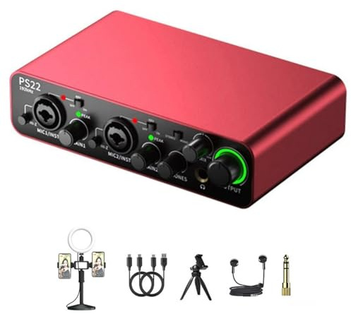 HOOLRZI Portable USB Sound Card with XLR Inputs for Microphones Instruments 24Bit 192kHz Plug and Play Easy Use XLRs Interfaces