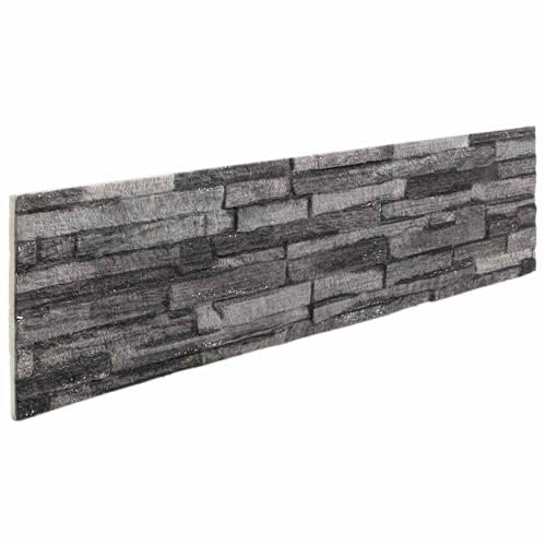 Runheo Wandpaneele 10 pcs Anthrazit 100 x 25 cm EPS-Schaum Wandverkleidung Riemchen Verblendsteine Dämmung Dekoration für Innenbereich Wohnzimmer Schlafzimmer