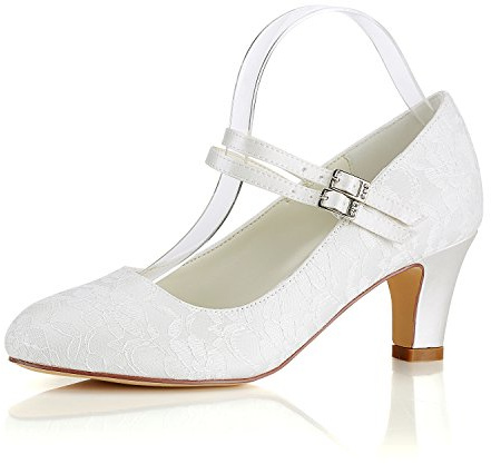 Emily Bridal Chaussures de Mariage en Soie Vintage Round Toe Mary Jane Chaussures de mariée Ivoire Invitation de Mariage Chaussures