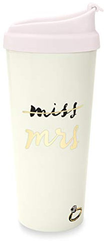 Kate Spade New York Bridal Insulated Tumbler with Reusable Straw, 20oz, Miss to Mrs. (White)