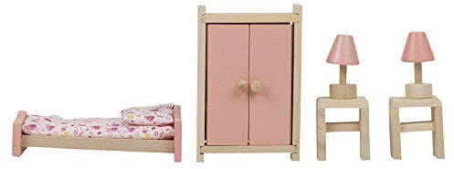 URBN-TOYS Children Wooden Doll House Furniture Gift Toy Sets (Bedroom)