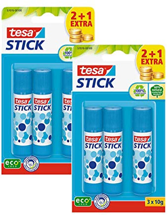 Tesa Stick ecoLogo runder Klebestift (Blau, 6 x 10 g)