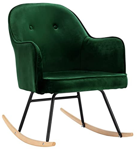 Susany Schaukelstuhl Schwingsessel Relaxstuhl Schwingstuhl Stuhl Polsterstuhl Wippstuhl Schaukelsessel Sessel Relaxsessel Dunkelgrün Samt