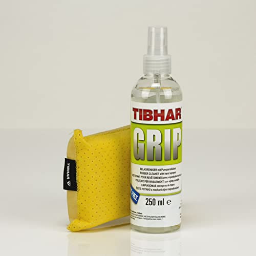 TIBHAR Tischtennis Reiniger Set | Belagreiniger Grip Mit Kombi-Schwamm | Pflege-Set | Zubehör | 250ml