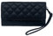 Steve Madden Damen Logobar Trifold Wristlet Wallet Handtasche, Schwarz/Schwarz gesteppt, Einheitsgröße, Logobar Trifold Wristlet Wallet