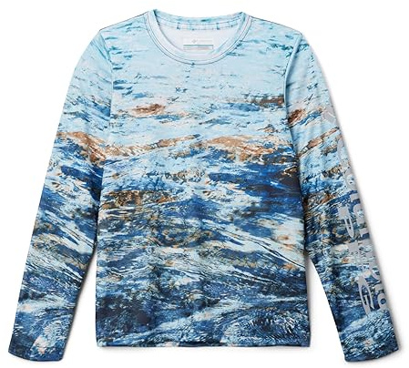 Columbia Youth Unisex Super Terminal Tackle Long Sleeve, Carbon Deepsea Fade, Small