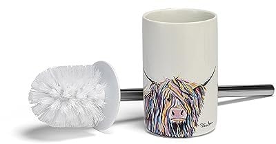 Croydex Art by Steven Brown Angus McCoo Toilet Brush, Stoneware Ceramic, White Multi, One Size