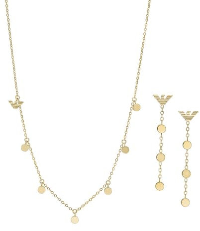 Emporio Armani Damenset Kette Ohrringe Edelstahl goldfarben, EGS3064SET