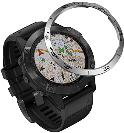 EZZON Smart Bezel Ring Styling Frame Case Cover für Garmin Fenix 6/6x Pro/6X Saphirschutz Lünette Ring Anti-Kratz-Metallhüllen (Farbe: 2, Größe: Für Fenix 6 Saphir)