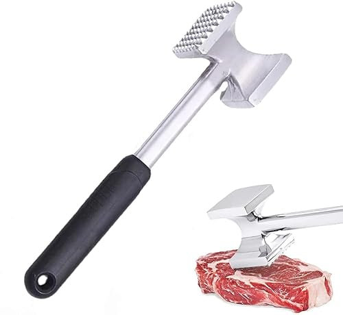 OUZHOU Meat Tenderizer, Double Sided Heavy Duty Round Meat Hammer Kitchen Tool Suitable for Steak, Chicken, Fish, Pork, Hammer Meat Beef Chicken Breast Nut Cook Cooking Enthusiasts