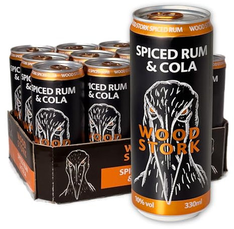 Wood Stork Spiced Rum & Cola | Fertig gemischte Rum Cola in der Dose (10% vol.) | 12 x 0,33l (Preis inkl. 3,00€ Pfand)