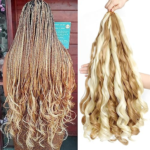 ZIYANGBABA French Curl Braiding Hair 22 Inch 8 Packs Curly Braiding Hair Pre Stretched Crochet Braids Curl Braiding hair extensions for braiding (27P613, 22 Inch (Pack of 8))