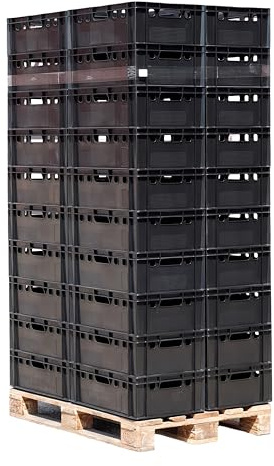 Palette E2 Kisten 60x40x20 Fleischkiste Lagerkiste Metzgerkiste - 40 Stück in schwarz