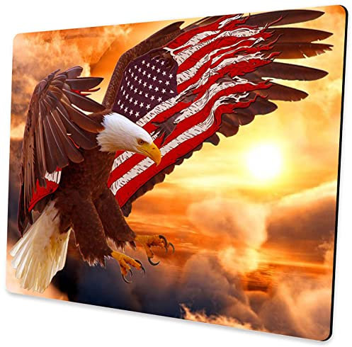 JIMOWANG American Flag Eagle Non-Slip Gaming Mouse Pad Smooth Surface Mousepad Rubber Mouse Pads 9.5 x 7.9 Inch