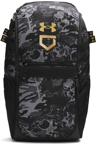 Under Armour Utility Baseball Backpack Print, (005) Black / / Metallic Gold, One Size, Utility Baseball Backpack Print