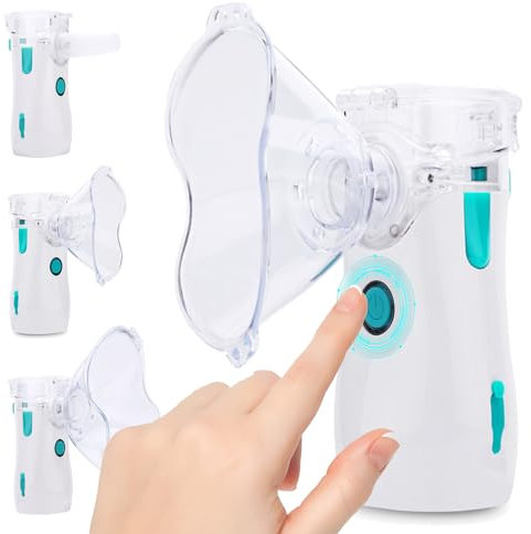 HITHINKMED inhalationsgerät kinder, Ultraschall Vernebler Inhaliergerät Inhalationsgerät für Kinder und Erwachsene, Inhaliergerät mit 2 Masken und Mundstück for den Heim- und Reisegebrauch -Grün
