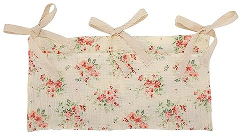 Jushion Babybett Organizer Atmungsaktives Stoffdesign mit zwei Taschen für optimale Aufbewahrung perfekt für das Kinderbett Betten Organizer für Babybett und Kinderbett multifunktional(Blumen 1#)