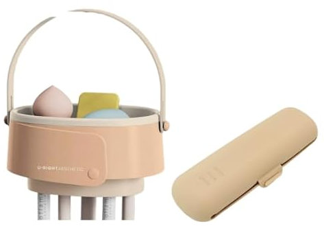 Marjoramy Silicone Makeup Brush Cleaner with Make Up Brush Holder Travel, Foldable Practical Make up Brushes Cleaning Bowl, Silicone Brushes Holder Case, Makeup Sponge Cleaning Mat With Drying Rack