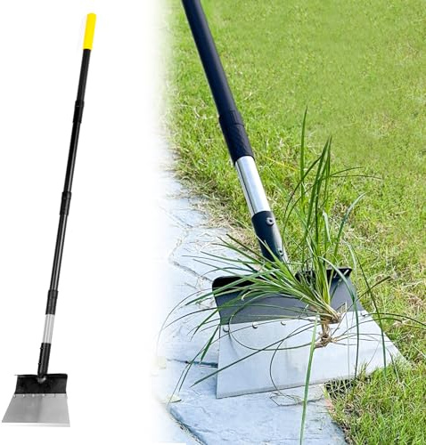 Garden Flat Shovel, Heavy Duty Multifunctional Cleaning Shovel with 60 Adjustable Long Handle, Metal Floor Scraper Tool for Lawn Edging, Weeding, Scraping, Digging, Ice & Snow Removal