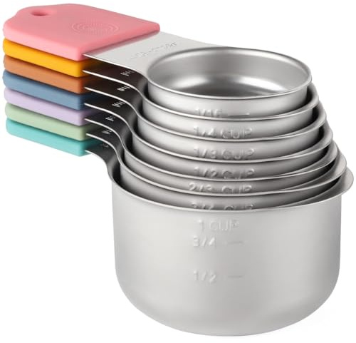 Aboiled Stainless Steel Measuring Cups Heavy Duty Metal Measuring Cups for Dry and Liquid Ingredients (Multicolor)